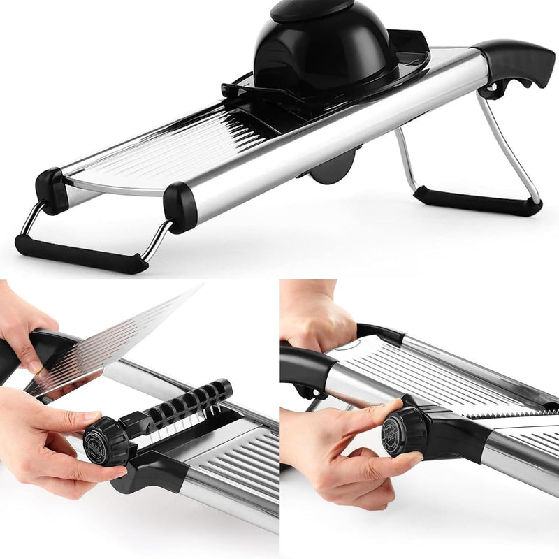 Adjustable Professional Mandoline Slicer – Stainless Steel Vegetable & Fruit Cutter for Effortless Kitchen Prep