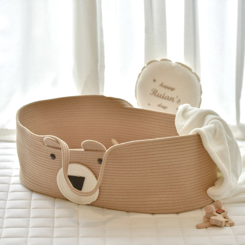 Cozy Baby Moses Basket – Portable Cotton Rope Infant Bed & Carrycot