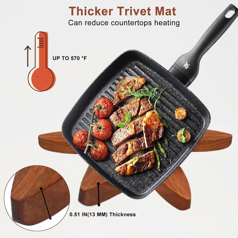 Wooden Tree Trivet Set with Stand – 3 Piece Heat-Resistant Coasters