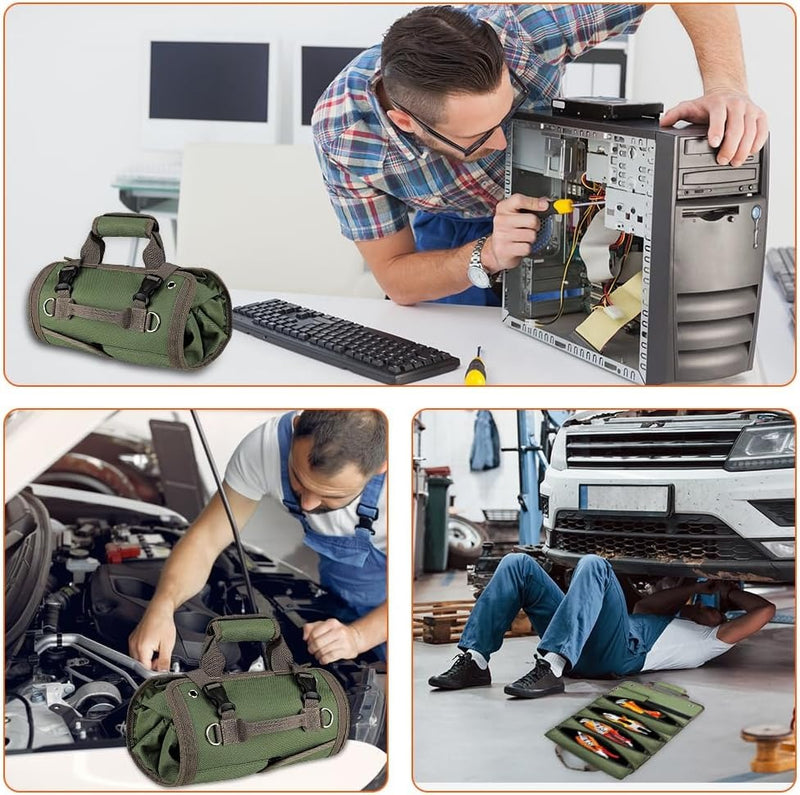 Heavy Duty Roll Up Tool Bag – Portable Multi-Compartment Tool Organiser