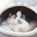 Cat Bed with Ball Cushion – Portable Warm Basket for Kittens Cat Ear Design