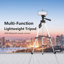 Camera Tripod Stand with Phone Holder & Bluetooth Remote – 4 Height Setting Compatible with IOS and Android