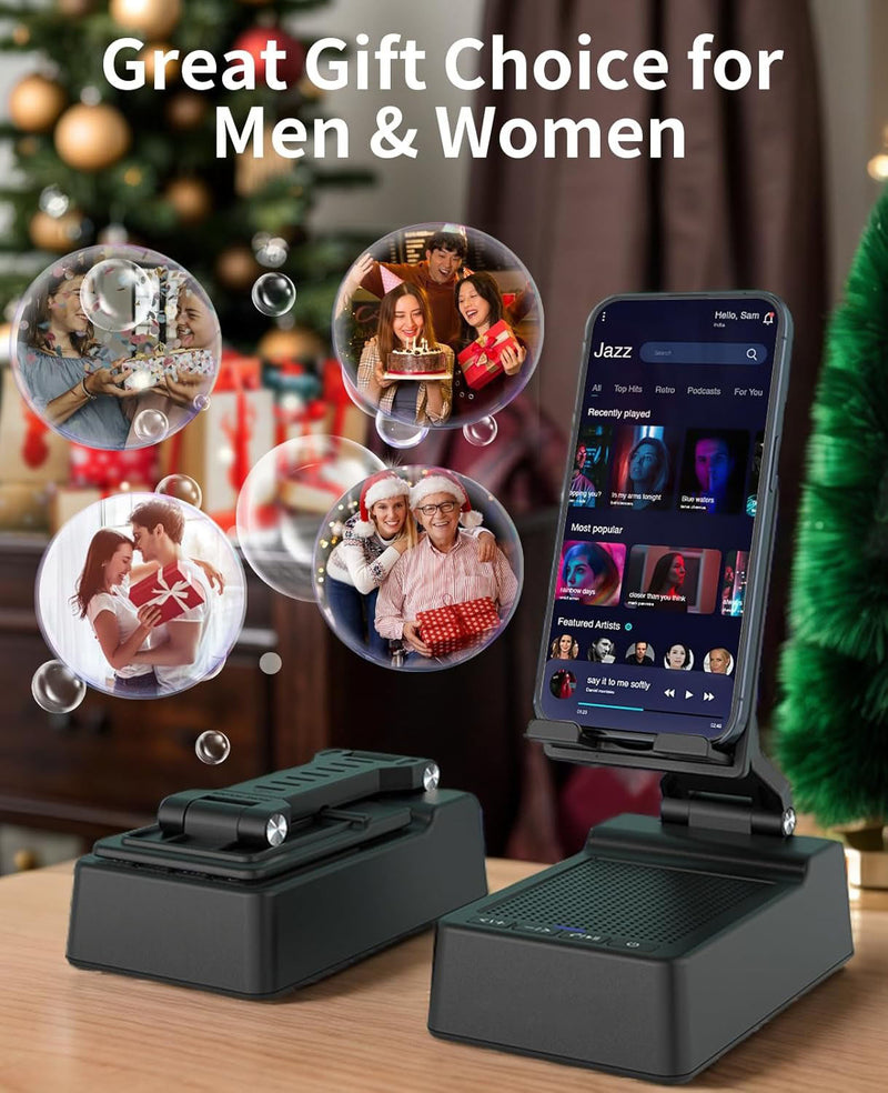Phone Stand with Wireless HD Bluetooth Speaker and Anti-Slip Base