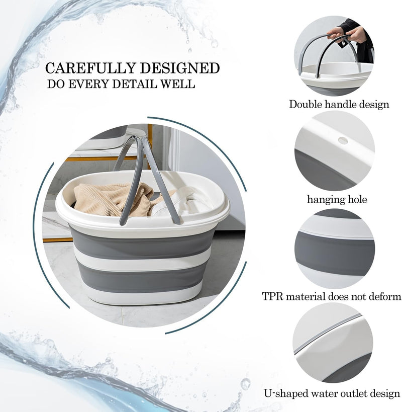 Multi Purpose Laundry Basket – 16L Large Collapsible Rectangular Bucket with Handle