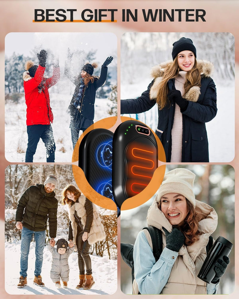 Rechargeable Magnetic Hand Warmers –  2-Pack 5000mAh Double-Sided Heating with 3 Levels