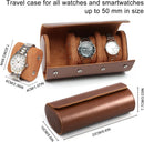 Premium Leather Watch Roll Case – 3-Slot Portable Watch Box Organizer for Men