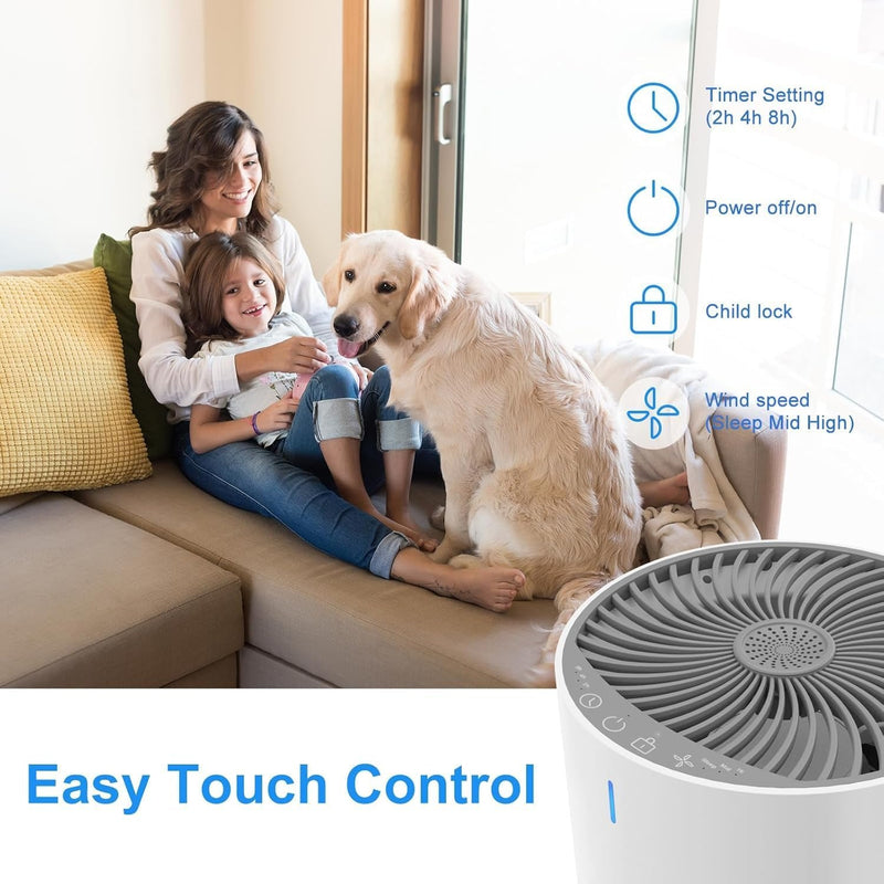 HEPA Air Purifier with 5 Layers & Essential Oil Diffuser – Quiet & Effective for Home & Pets