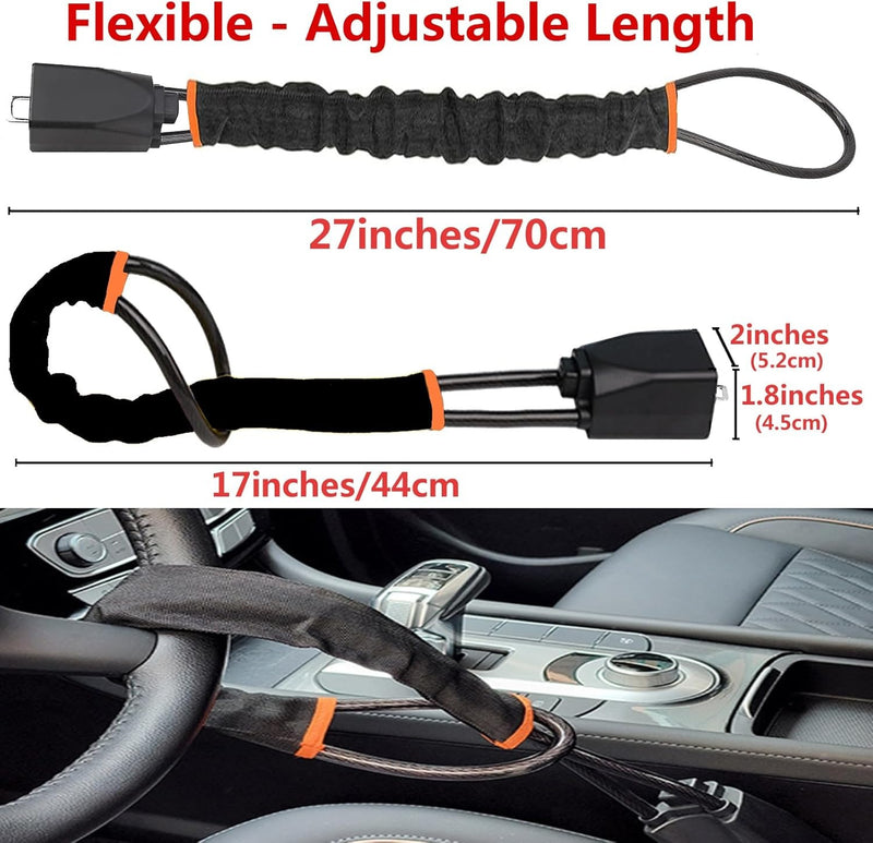 Universal Steering Wheel Lock – Anti-Theft Wire Lock Security Device