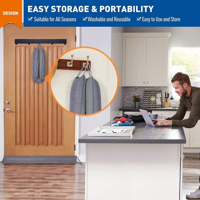 Door Draft Stopper – 36" Heavy-Duty Under Draught Excluder with Hook & Loop
