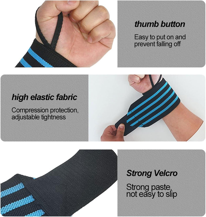 Compression Wrist Wraps – Elastic Wrist Support Brace for Weightlifting Pack of 2