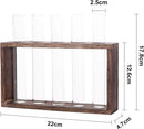 Wall-Mounted Glass Planter – Test Tube Vase with Wooden Stand for Hydroponic Plants