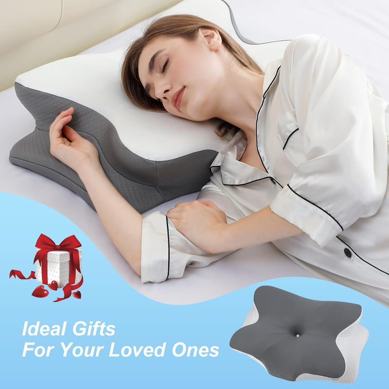 Ergonomic Memory Foam Neck Pillow – Pain Relief for Side Back & Stomach Sleepers
