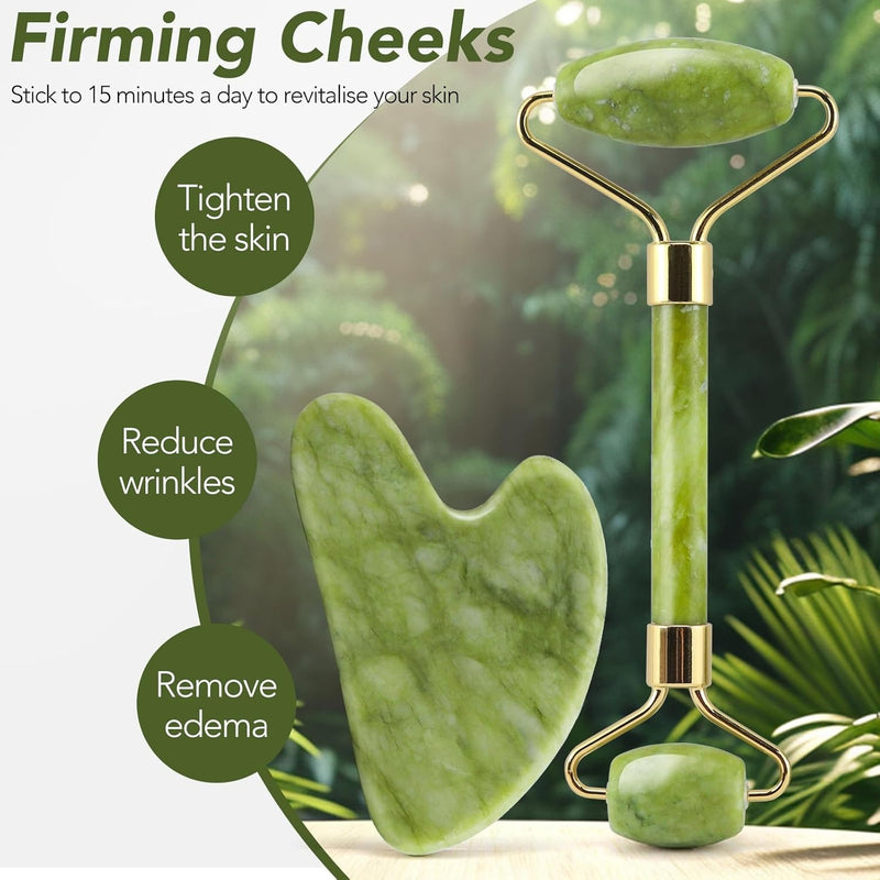 Jade Gua Sha Roller – Cooling & Firming Facial Massage Tool