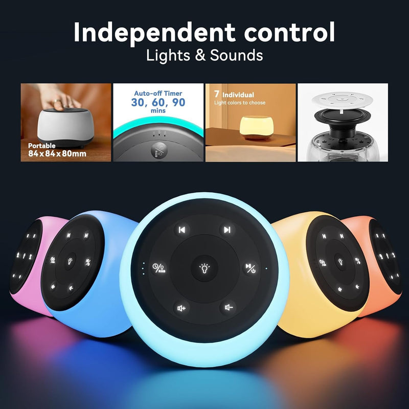 White Noise Machine with 34 Sounds & 7-Color Light – Portable Sleep Aid