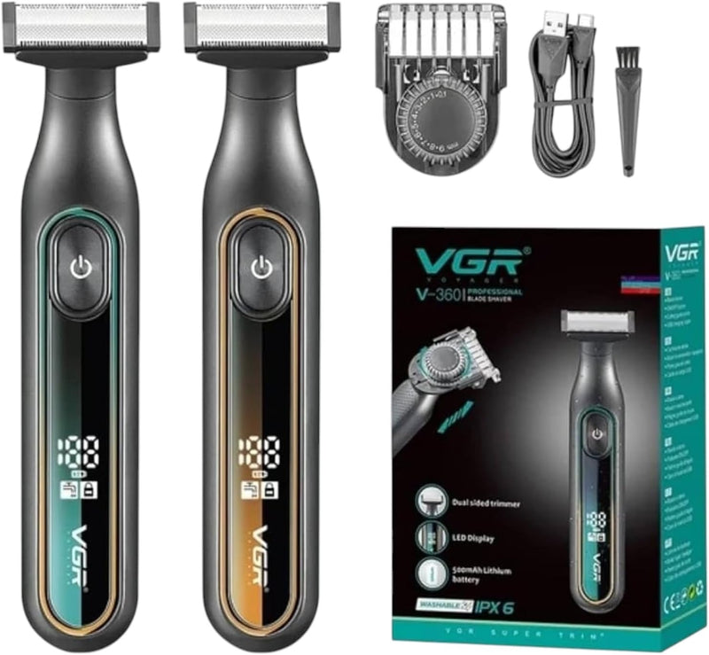 Men’s Beard Trimmer IPX6 Waterproof - VGR V-360 Cordless USB Rechargeable Wet/Dry