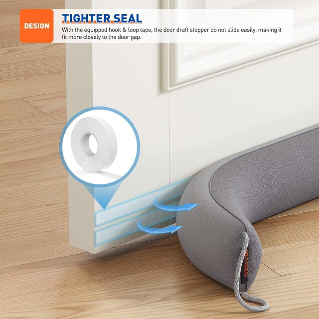 Door Draft Stopper – 36" Heavy-Duty Under Draught Excluder with Hook & Loop