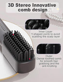 Cordless Hair Straightener Brush – Rechargeable Anti-Scald Portable Hair Straightening Comb