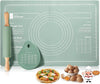 Rolling Pin & Silicone Pastry Mat Set – Non-Stick Baking Mat with Dough Scraper