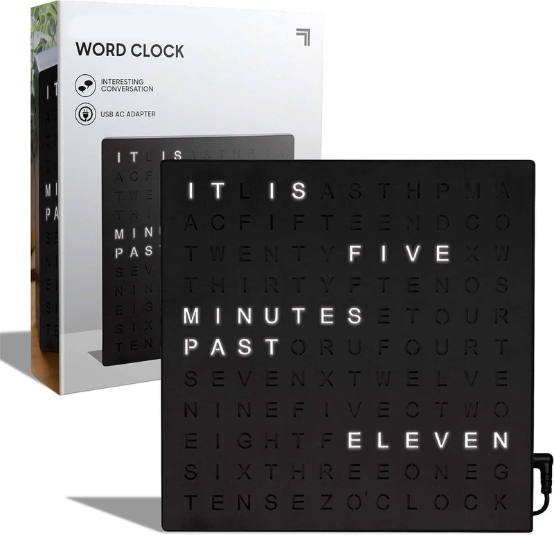 LED Word Clock – Stylish Modern Plug In Desk/Wall Clock