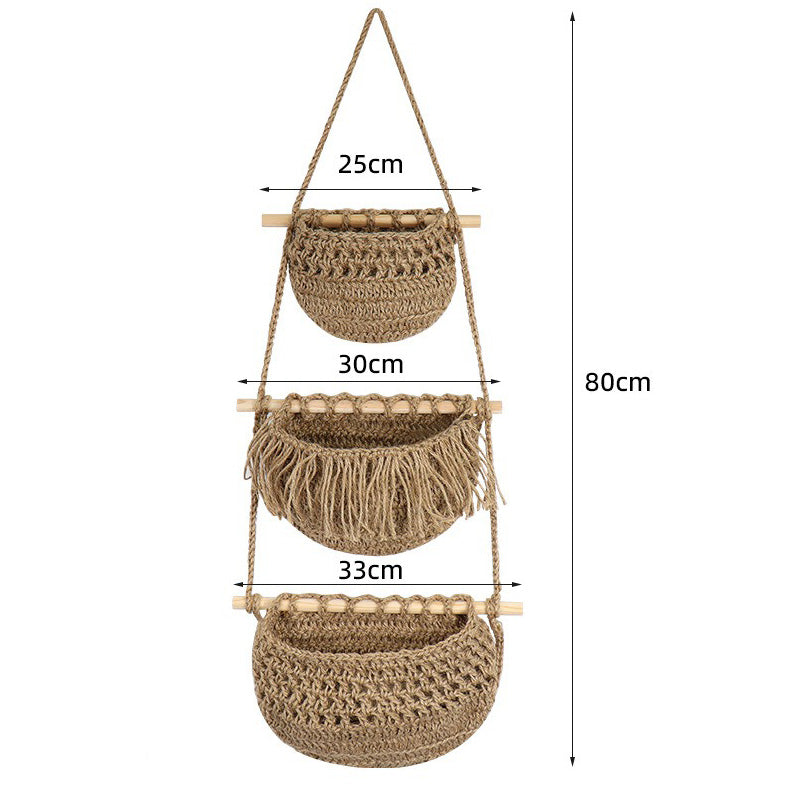 Macrame Hanging Basket – Boho Fruit & Vegetable Storage Basket And Kitchen Organizer