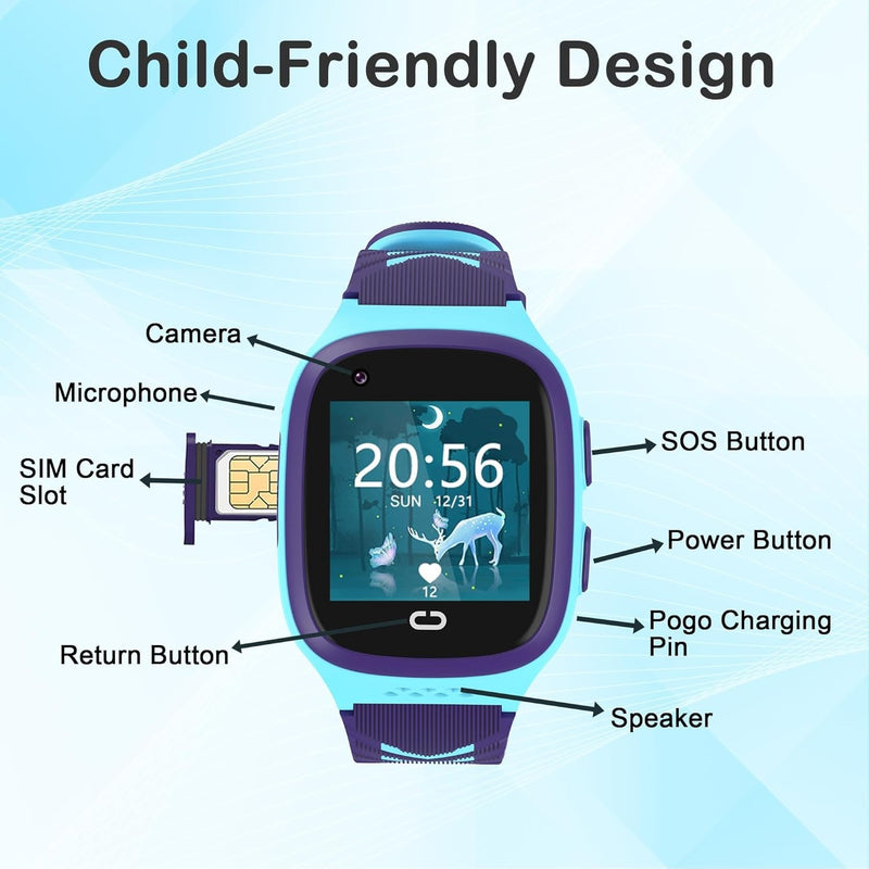 4G Smart Watch for Kids with GPS Tracker Video Call and SOS Button