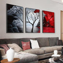 3-Piece Abstract Landscape Canvas Wall Art – Clouds & Trees Framed Modern Oil Painting