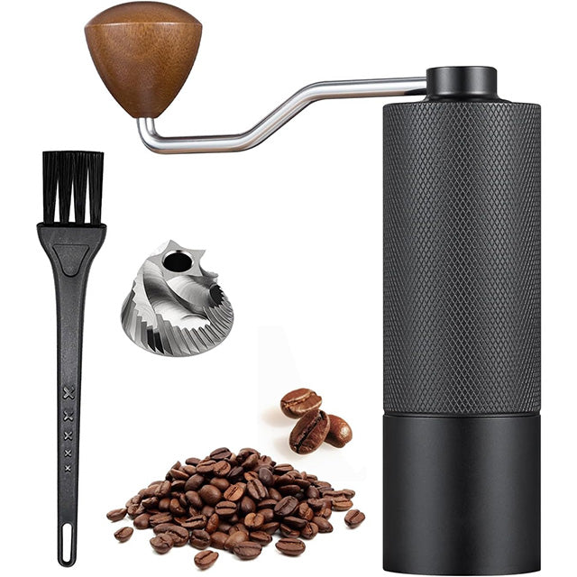 Manual Coffee Grinder – Adjustable Stainless Steel Burrs 25g Capacity Wooden