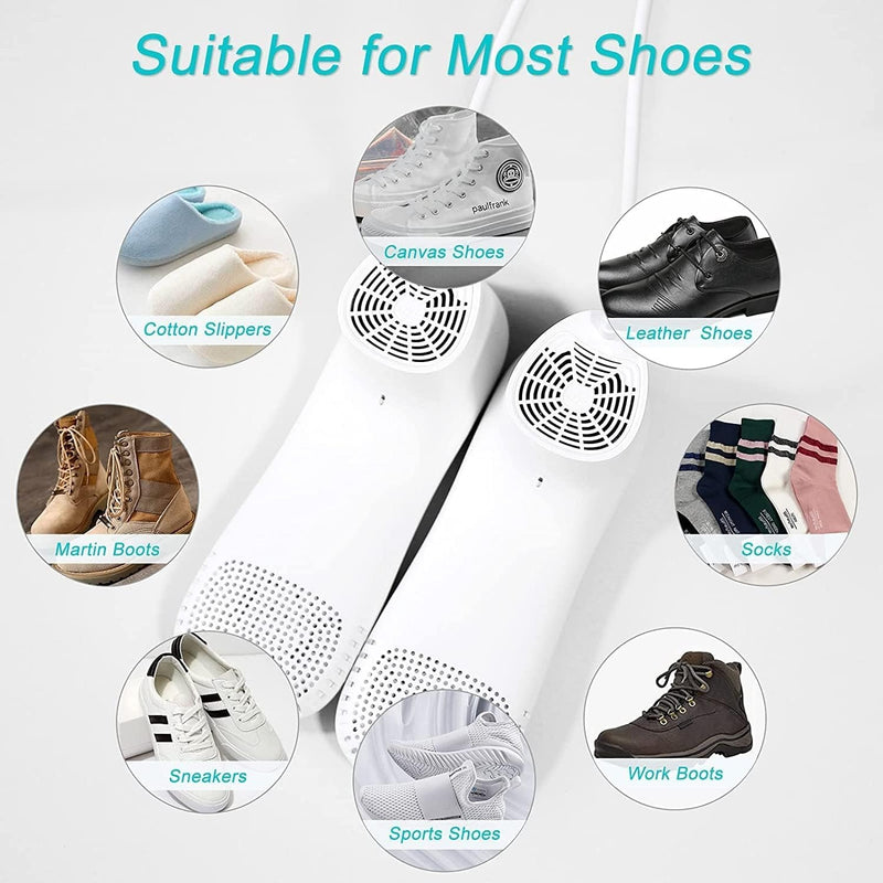 Electric Shoe & Boot Dryer with Deodorizer – Low Noise Portable Shoe Warmer with Timer