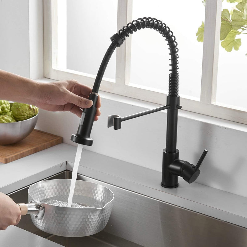 Brushed Kitchen Mixer Tap with Pull-Out Spray – 360 Swivel Stainless Steel Sink Mixer