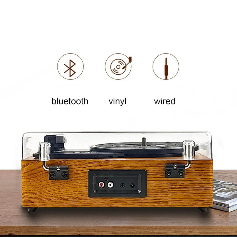 Portable Retro Vinyl Record Player – 3-Speed Turntable with Bluetooth Built-in Speakers & Dust Cover