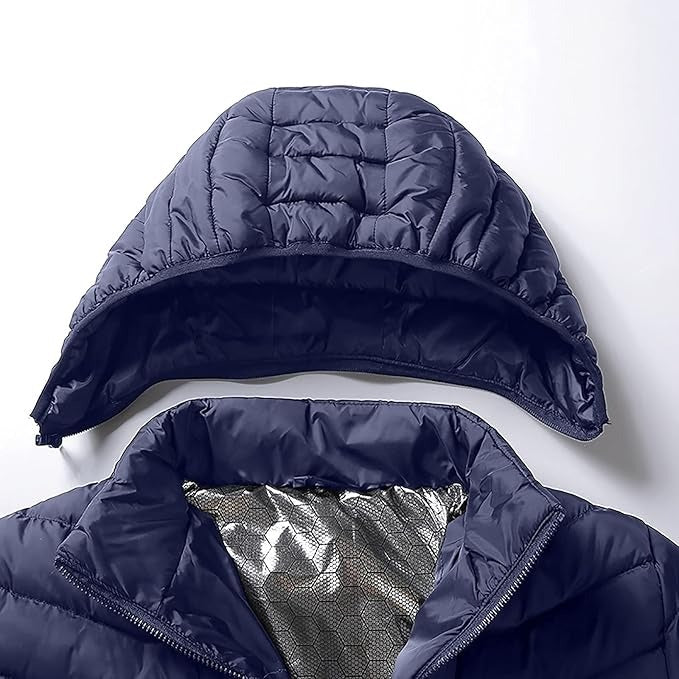 Unisex Heated Winter Jacket – 9 Heating Zones Lightweight Quilted Coat with Hood