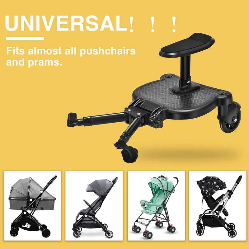 Buggy Board with Seat – 2-Wheel Pushchair with 360° Wheels