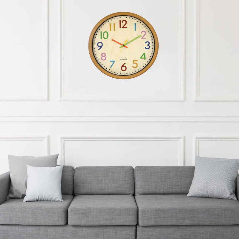 Colorful Silent 12 " Wall Clock – Kids Room Battery Operated Vintage Style