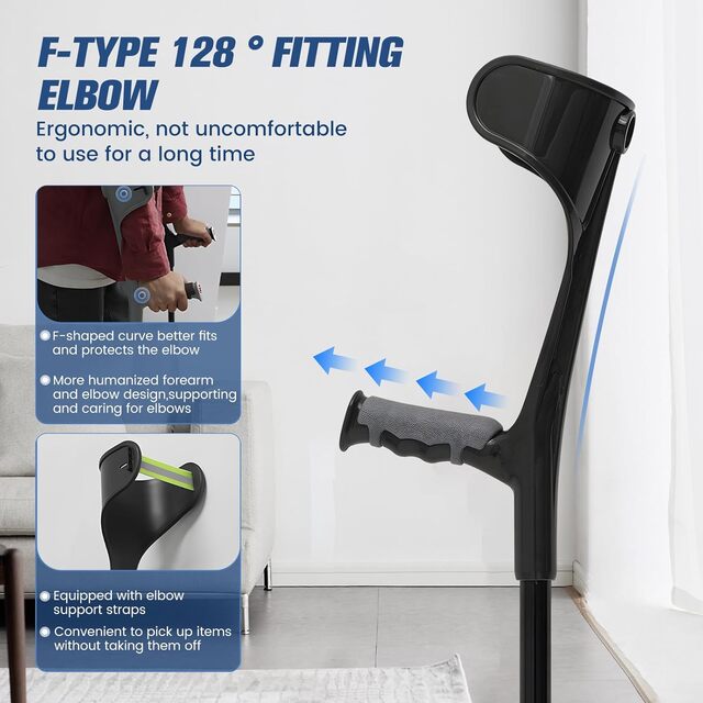 Lightweight Folding Forearm Crutches – Height Adjustable with Ergonomic Handle & Non-Slip Base