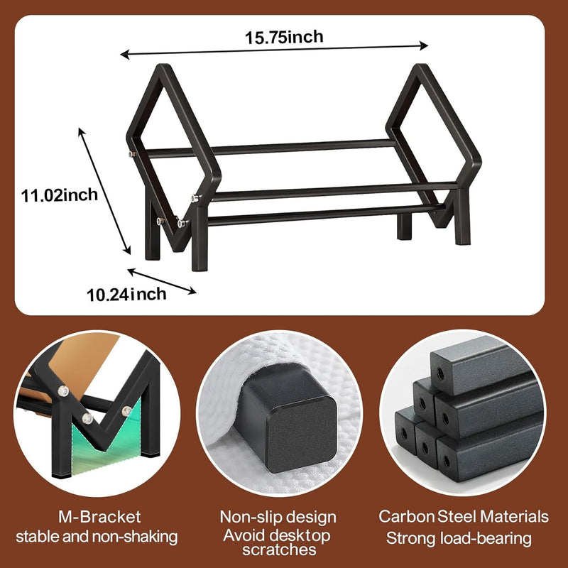 Stainless Steel Desktop Bookcase – 40cm Shelf Organizer for Books Records & Magazines