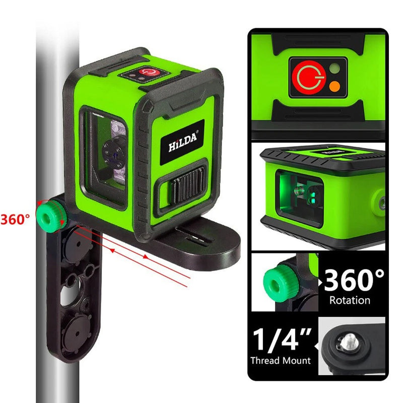 Mini 2 Line Infrared Laser Level – Portable Green 2-Line High-Precision Water & Alignment Meter