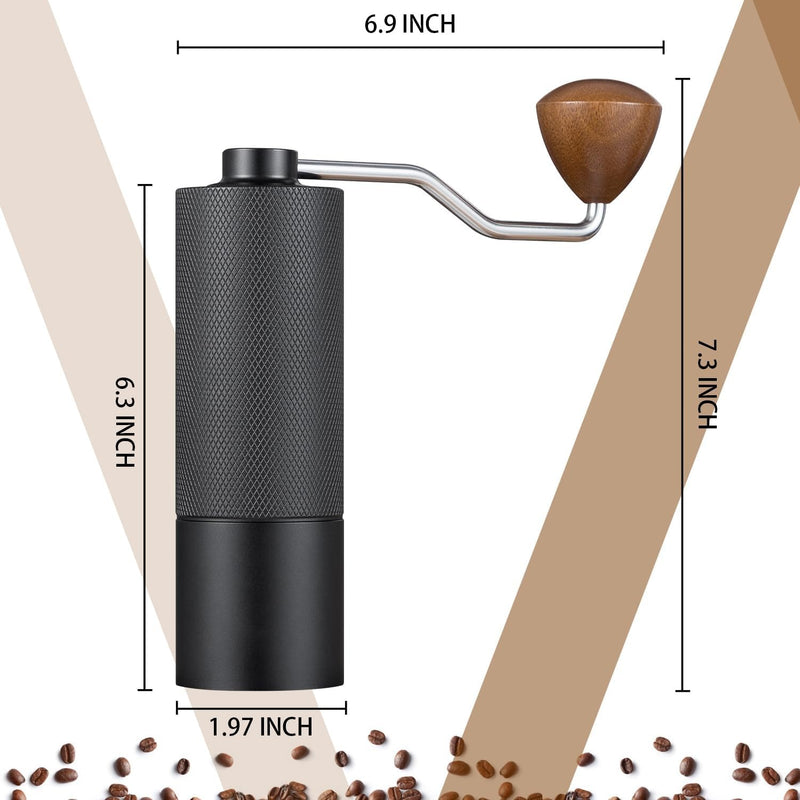 Manual Coffee Grinder – Adjustable Stainless Steel Burrs 25g Capacity Wooden
