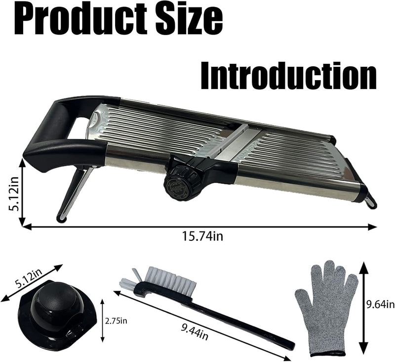 Adjustable Professional Mandoline Slicer – Stainless Steel Vegetable & Fruit Cutter for Effortless Kitchen Prep
