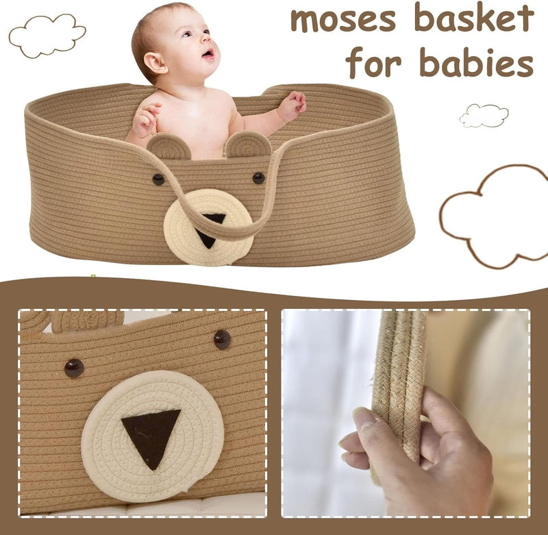 Cozy Baby Moses Basket – Portable Cotton Rope Infant Bed & Carrycot