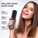 Rechargeable Travel Hair Straightener Brush – Portable Ionic Styling Brush