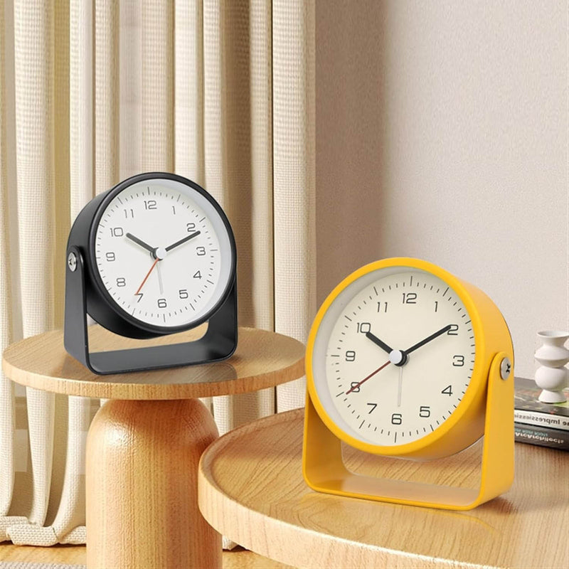 Retro Analog Silent Alarm Clock – 360° Rotating Battery-Operated Sturdy Metal Build