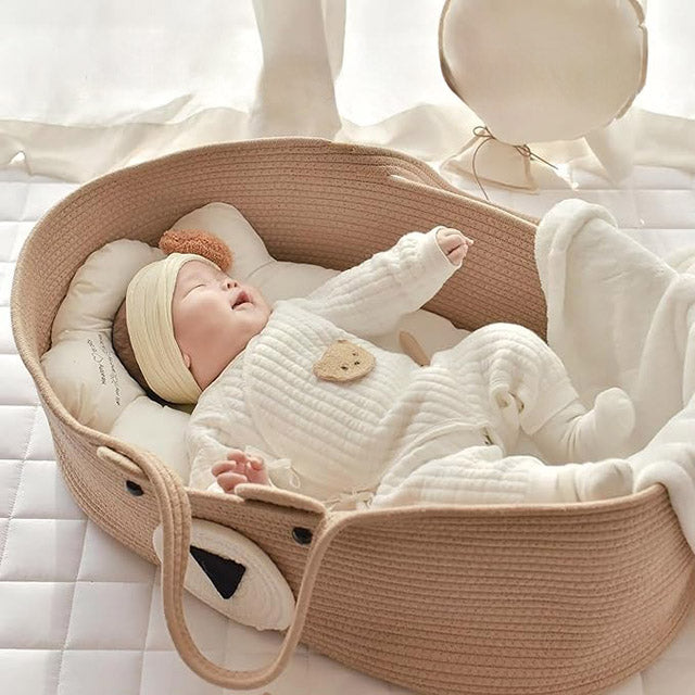 Cozy Baby Moses Basket – Portable Cotton Rope Infant Bed & Carrycot