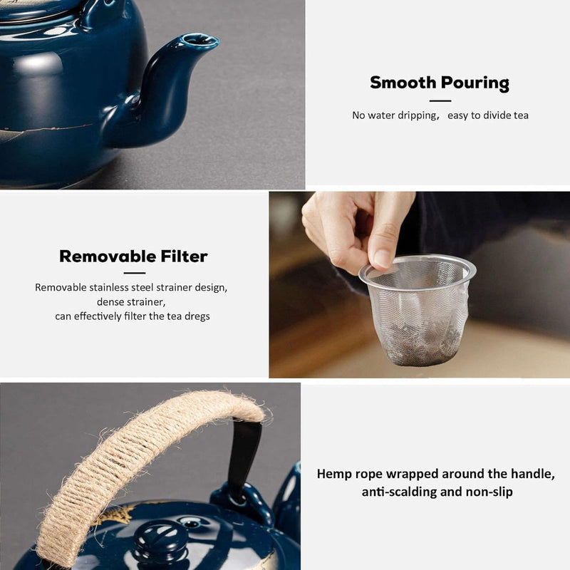 Japanese Style Ceramic Handle Tea Set
