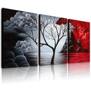 3-Piece Abstract Landscape Canvas Wall Art – Clouds & Trees Framed Modern Oil Painting