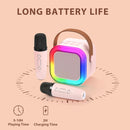 Portable Karaoke Machine – Bluetooth Speaker with 2 Wireless Mics & LED Lights