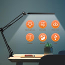 LED Desk Lamp with Clamp - 3 Color Modes with 10 Brightness Levels and Adjustable Arm