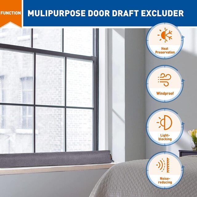 Door Draft Stopper – 36" Heavy-Duty Under Draught Excluder with Hook & Loop
