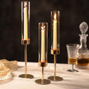 Glass Candlestick Holder Set of 3 – Modern Taper Candle Holders Table Centerpiece & Fireplace Decor
