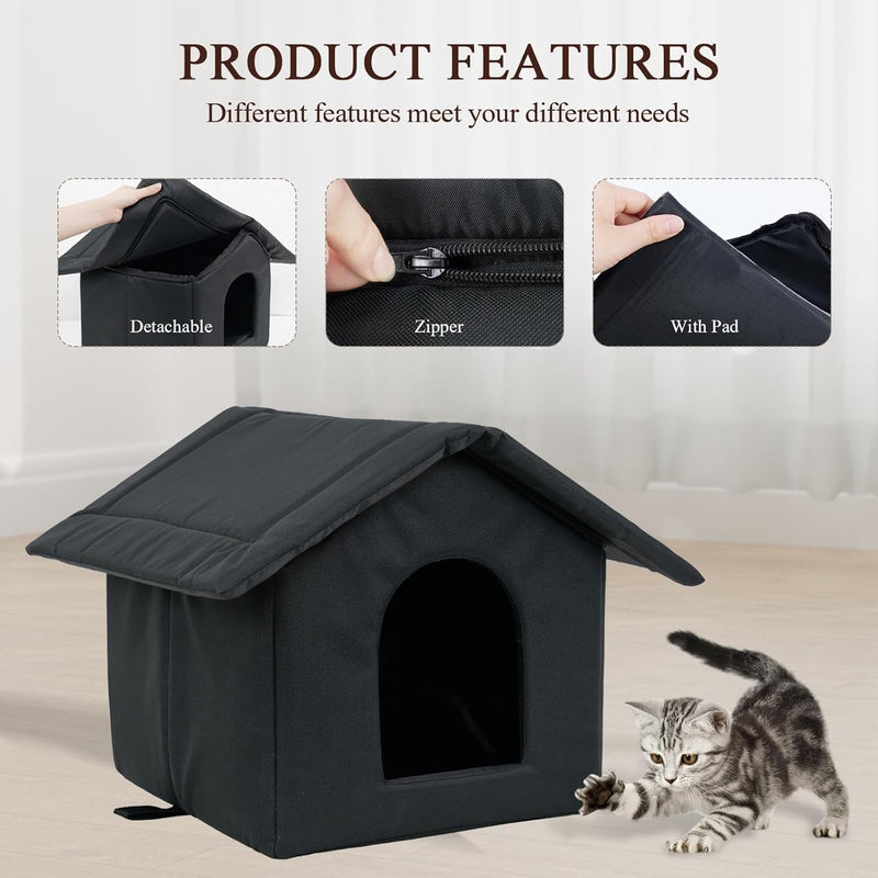 Indoor Outdoor Cat House – Enclosed Rainproof Sunproof & Coldproof Bed for Cats