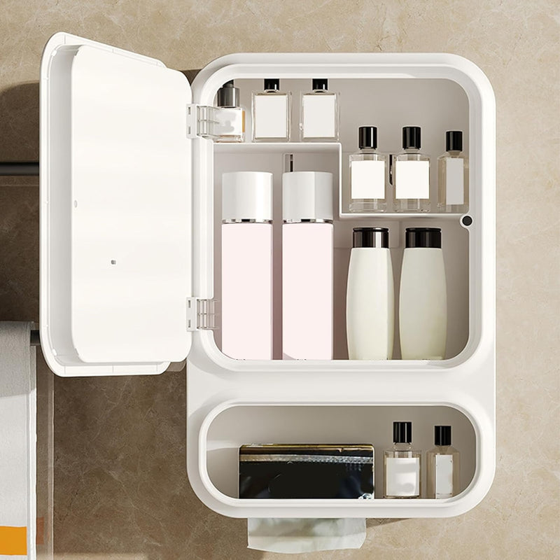 LED Bathroom Mirror Cabinet – Storage with Magnetic Door & Tissue Dispenser